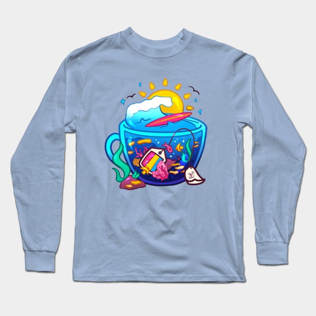 Pride Flag Teacup - Coral Reef Pansexual Long Sleeve T-Shirt by heysoleilart